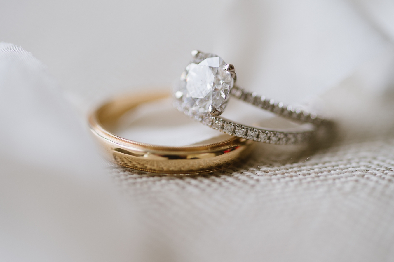 Solitaire Engagement Ring with Diamond Wedding Band in Annapolis, Maryland.