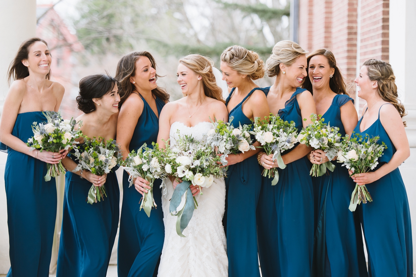 Royal Blue Bridesmaids Dresses and Organic Bouquets by Annapolis Wedding Photographer, Natalie Franke Photography