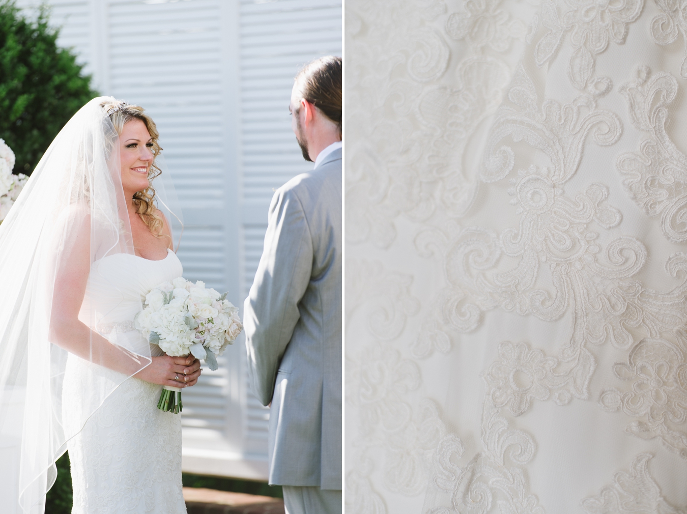 Romantic Chesapeake Bay Beach Club Wedding with Baby's Breath Bouquets and Sequins | Natalie Franke