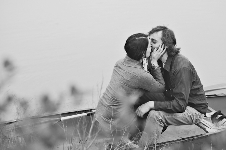 Kissing in a Canoe Engagement