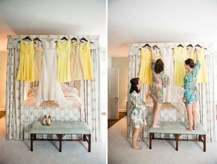 Yellow Bridesmaids Dresses & Pretty Plum Sugar Robes