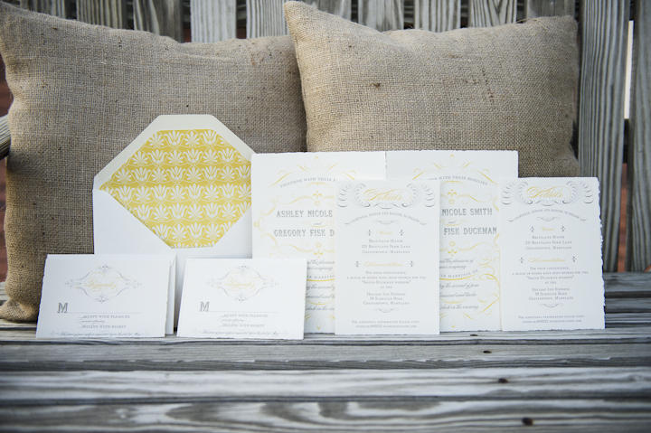 Yellow and Grey Wedding Invitation Suite