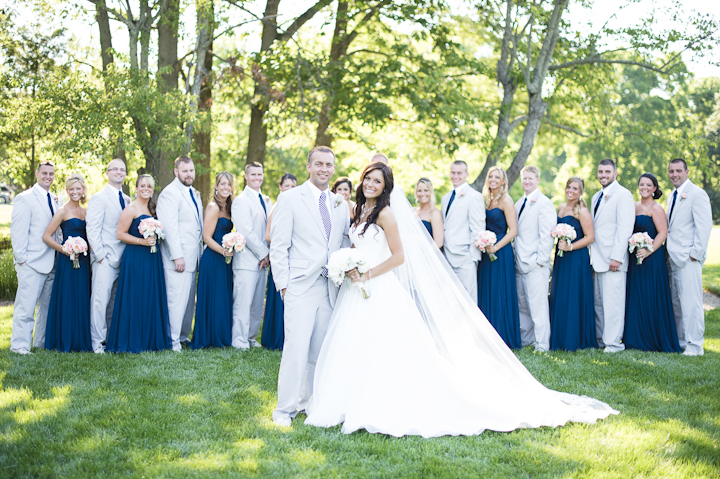 Navy and Pink Bridal Party | The Oaks Waterfront Inn