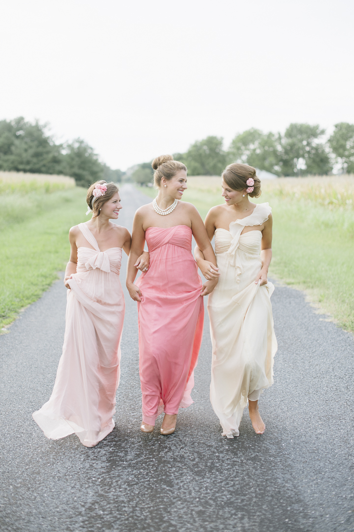 Long Chiffon Bridesmaids Dresses by Amsale | Natalie Franke Photography