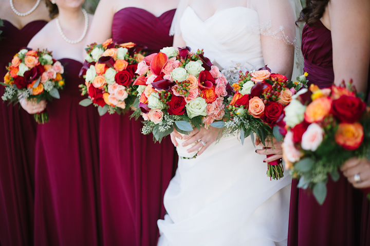 Autumn Wedding | Maroon Bridesmaids Dresses & Gorgeous Bouquets