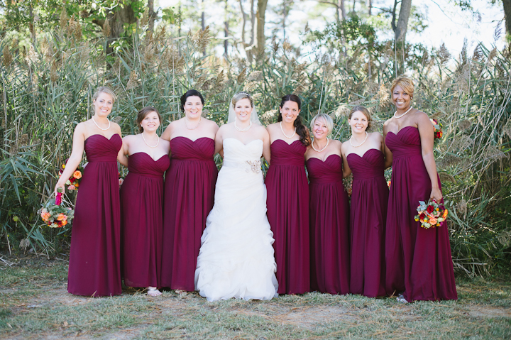 Maroon Bridesmaids Dresses | Autumn Wedding on the Eastern Shore