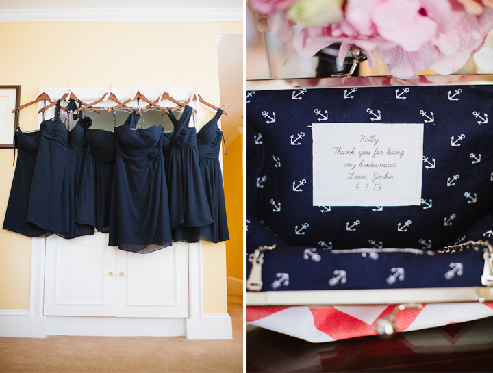 Monogrammed Wedding Clutch & Custom Hangers - Bridesmaids Gift Idea