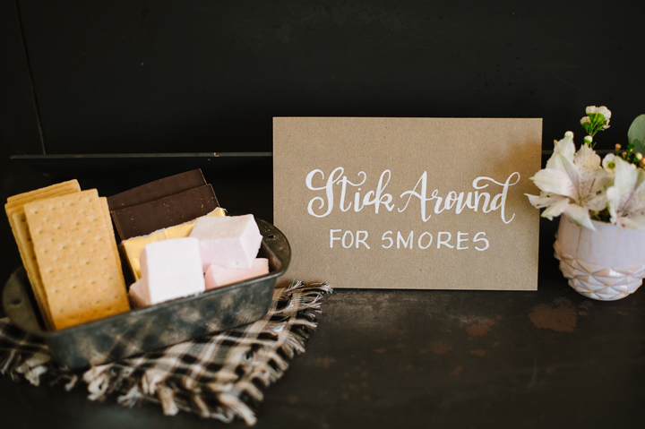 Styled Winter Engagement Party by Caitlin Moran with Smore Bar - Featured on Style Me Pretty by Natalie Franke Photography #smores #engagement