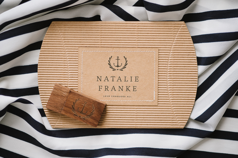 Nautical Photography Branding & Packaging Materials featuring Kraft Paper and Wood USB Drives - Natalie Franke Photography
