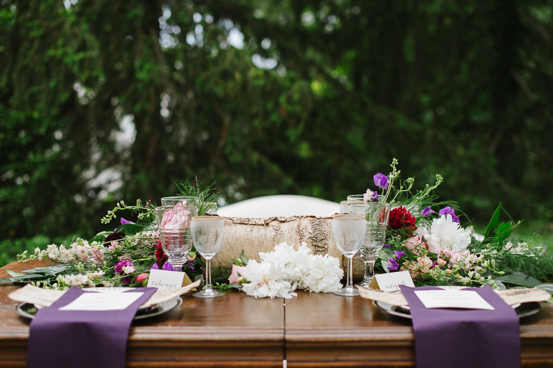 Whimsical Woodland Inspiration - Purple Bridesmaids Dresses, Calligraphy, & Floral Crowns by Natalie Franke Photography