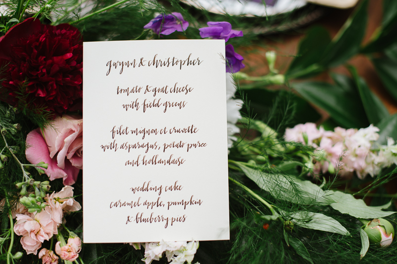 Whimsical Woodland Inspiration - Purple Bridesmaids Dresses, Calligraphy, & Floral Crowns by Natalie Franke Photography