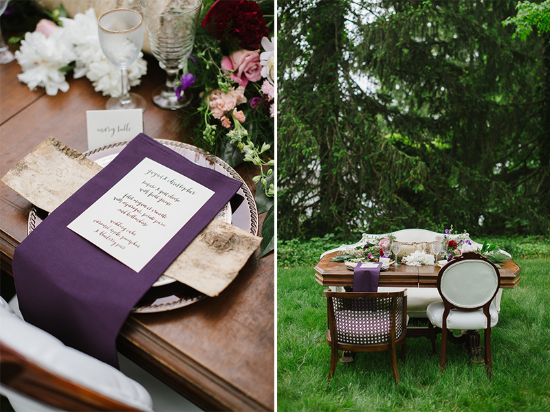 Whimsical Woodland Inspiration - Purple Bridesmaids Dresses, Calligraphy, & Floral Crowns by Natalie Franke Photography