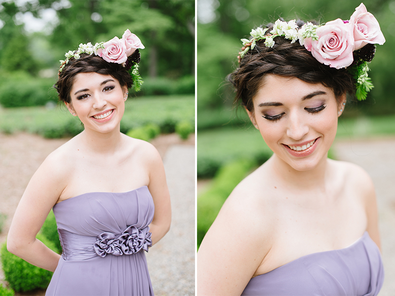 Whimsical Woodland Inspiration - Purple Bridesmaids Dresses, Calligraphy, & Floral Crowns by Natalie Franke Photography