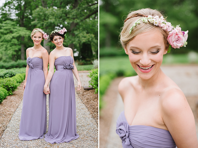 Whimsical Woodland Inspiration - Purple Bridesmaids Dresses, Calligraphy, & Floral Crowns by Natalie Franke Photography