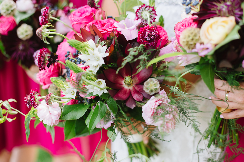 Gorgeous Magenta, Plum, and Blue Wedding Bouquets by MyFlowerBox Events | Natalie Franke Photography