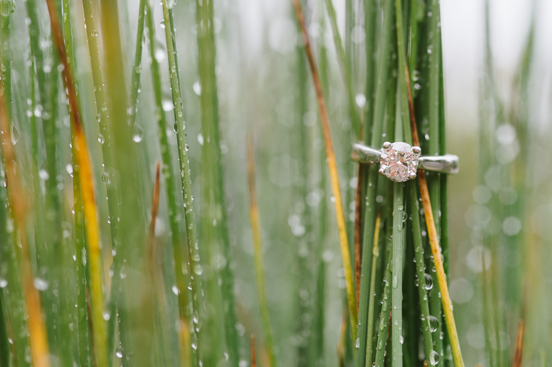 Rainy Day Engagement Picture Ideas - Rain Droplet Engagement Ring