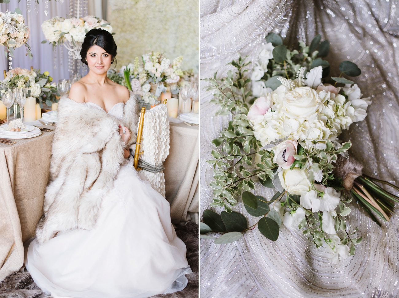 Winter Wedding Inspiration with Fur and Sparkle in Annapolis, Maryland | Natalie Franke Photography