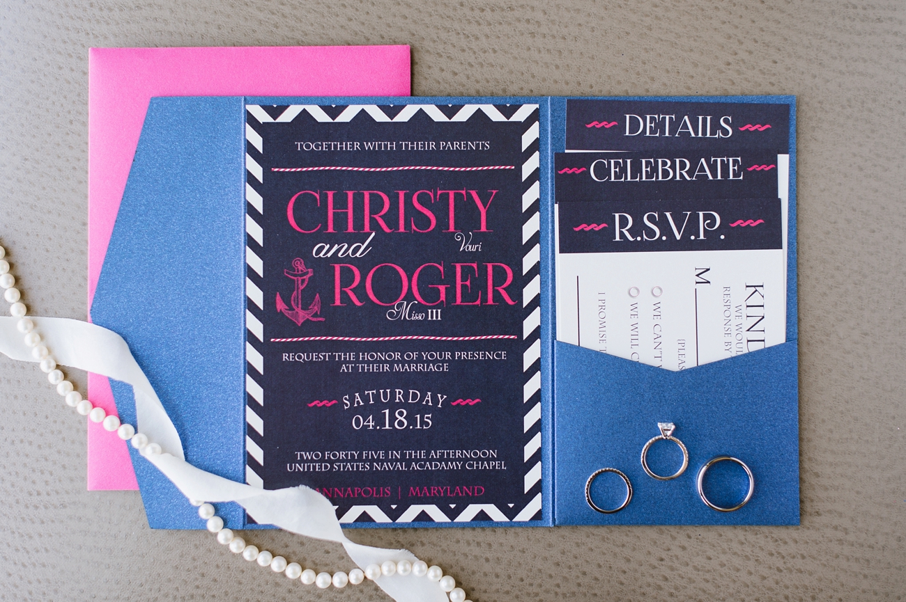 Nautical Invitation for a Naval Academy Wedding in Annapolis, Maryland | Natalie Franke Photography