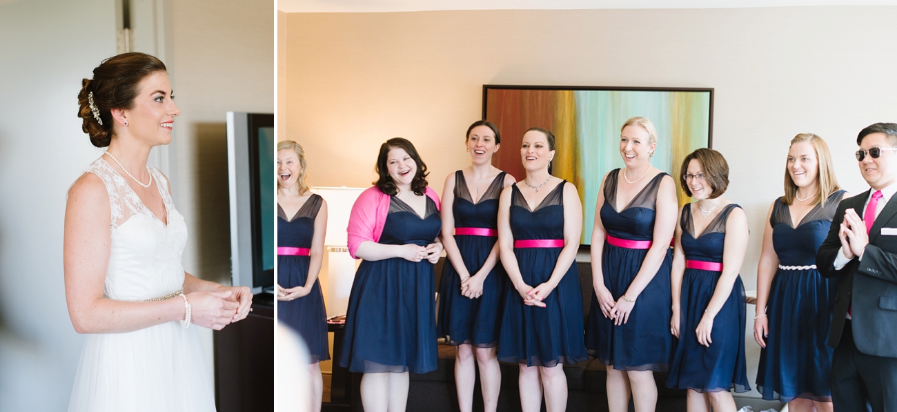 Bride and Bridesmaids First Look in Annapolis, Maryland| Natalie Franke Photography