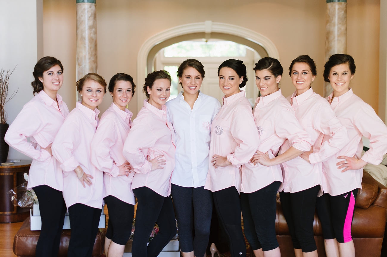 Embroidered Bridesmaid Button Down Shirts | Southern Wedding Inspiration by Natalie Franke Photography