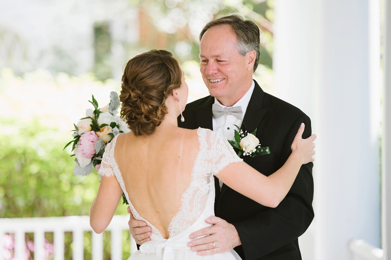 Father Daughter First Look Moment | Southern Wedding Inspiration by Natalie Franke Photography