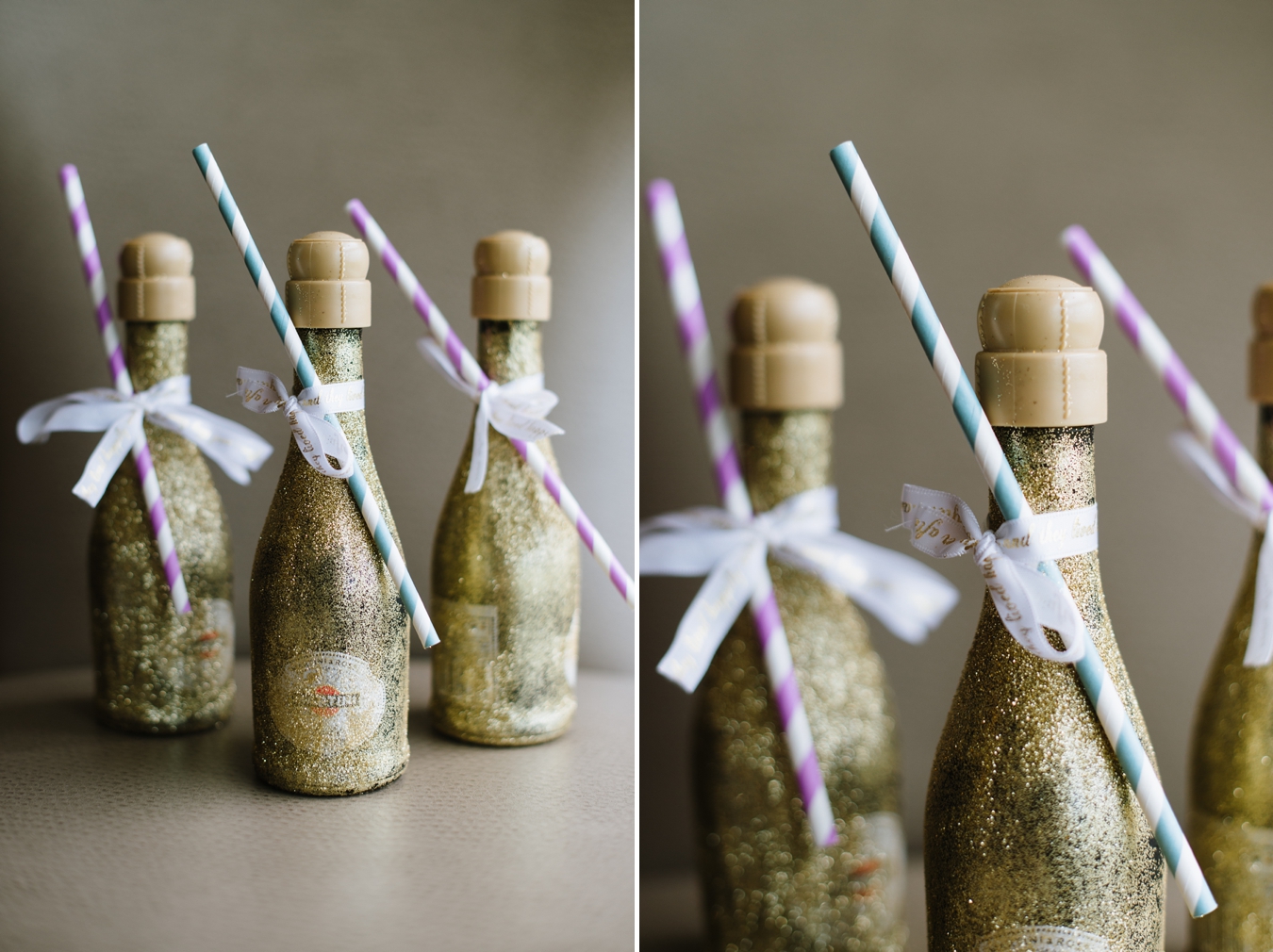 Mini Glitter Champagne Bottles