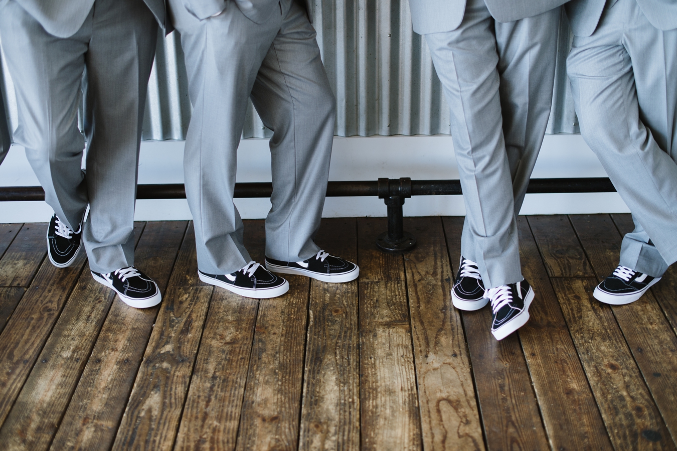 Groomsmen in Grey Suits and Vans at the Chesapeake Bay Beach Club | Natalie Franke Photography