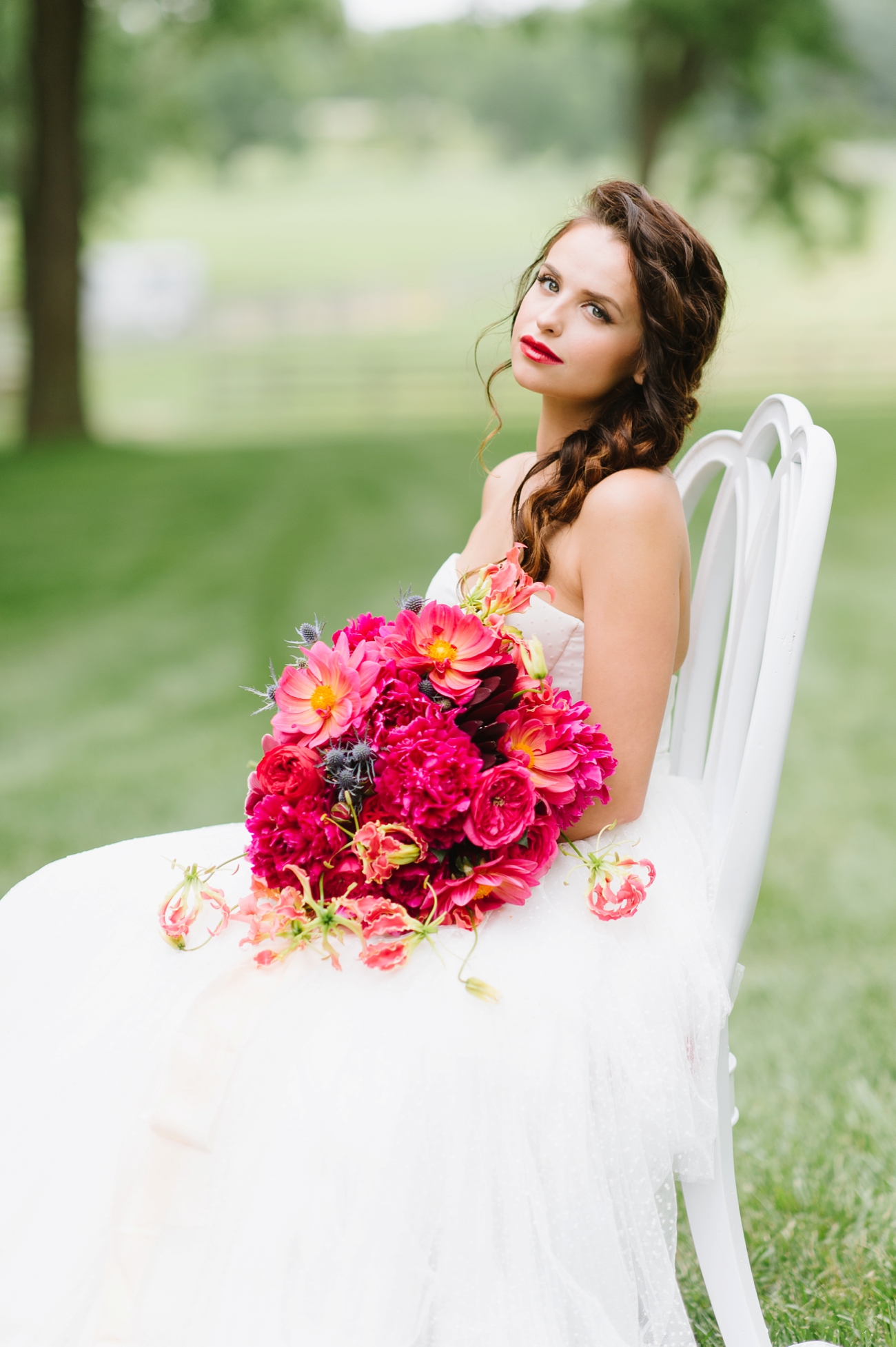 Vintage Hot Air Balloon Wedding Shoot with Magenta, Pomegranate, and Rose Red Tones