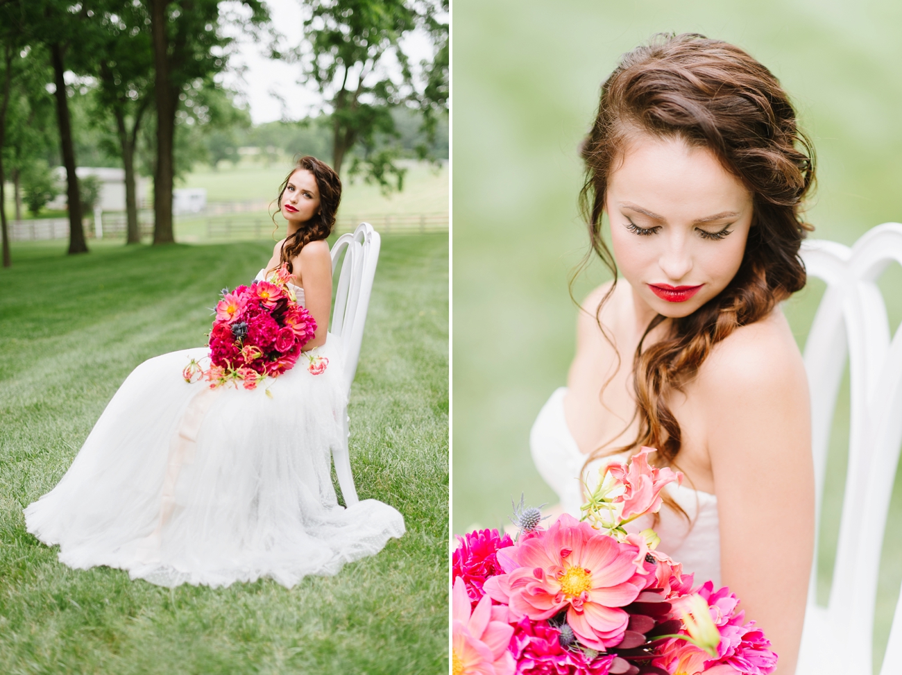 Vintage Hot Air Balloon Wedding Shoot with Magenta, Pomegranate, and Rose Red Tones