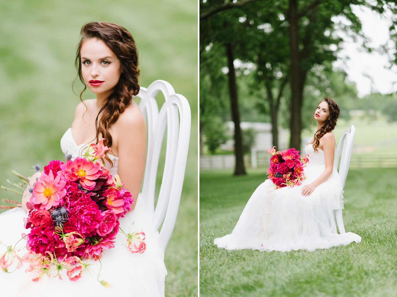 Vintage Hot Air Balloon Wedding Shoot with Magenta, Pomegranate, and Rose Red Tones