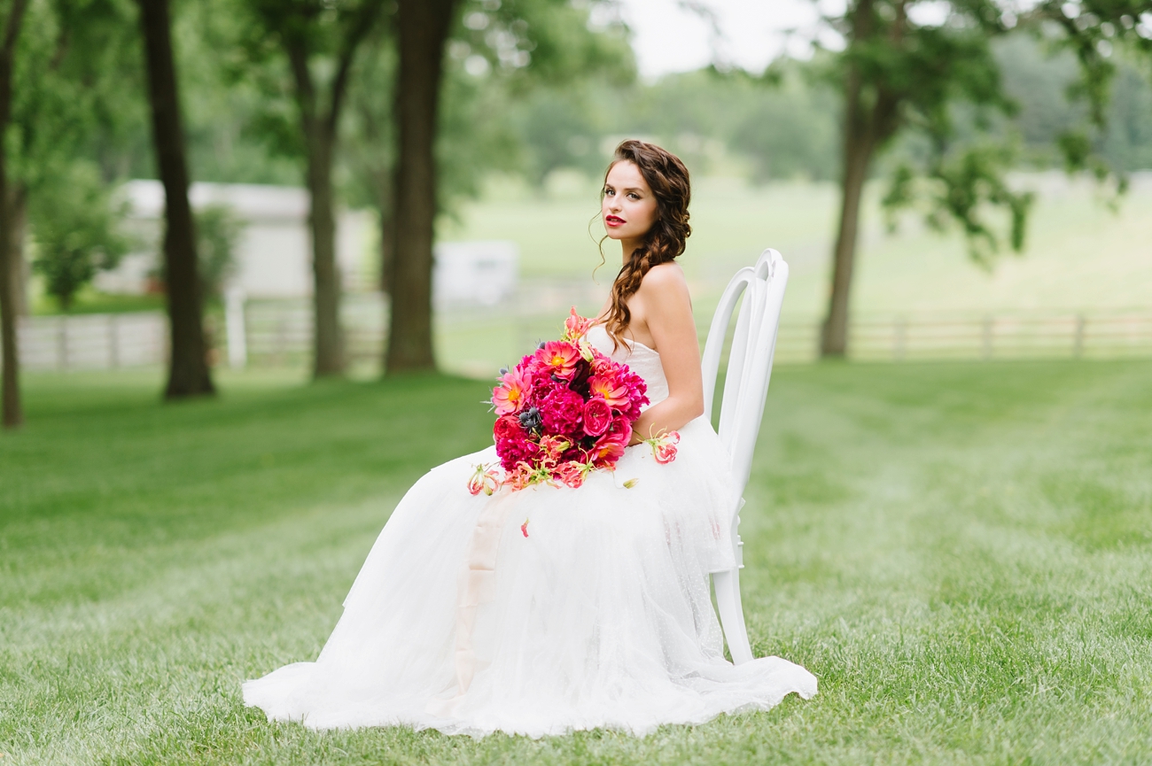 Vintage Hot Air Balloon Wedding Shoot with Magenta, Pomegranate, and Rose Red Tones