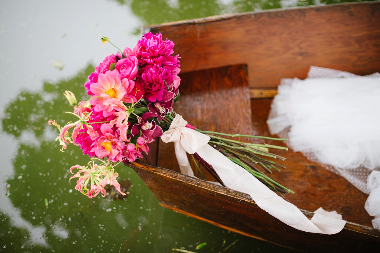 Vintage Hot Air Balloon Wedding Shoot with Magenta, Pomegranate, and Rose Red Tones