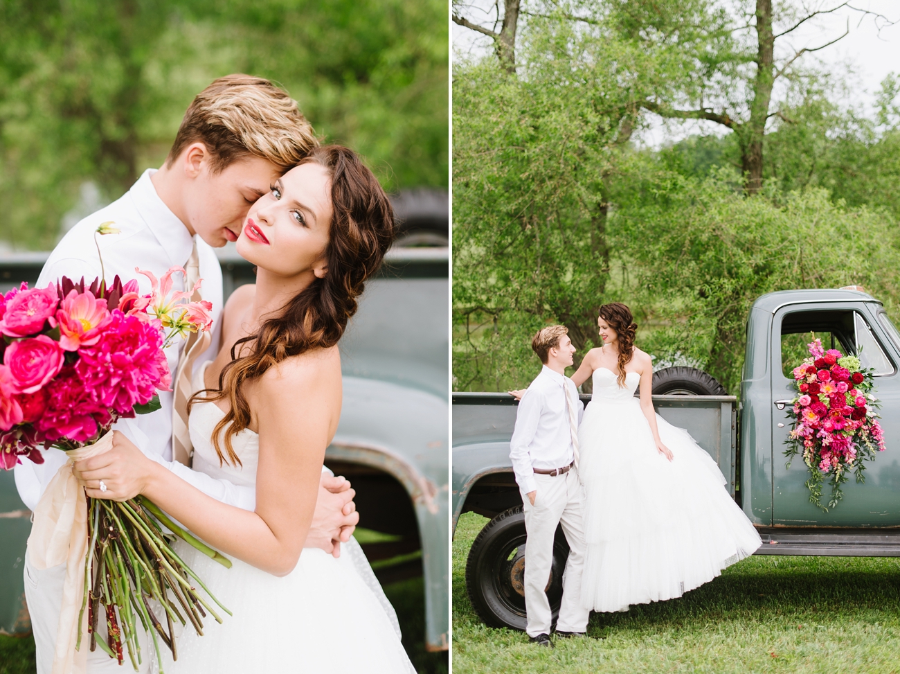 Vintage Hot Air Balloon Wedding Shoot with Magenta, Pomegranate, and Rose Red Tones