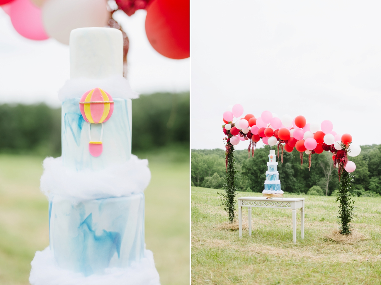 Vintage Hot Air Balloon Wedding Shoot with Magenta, Pomegranate, and Rose Red Tones