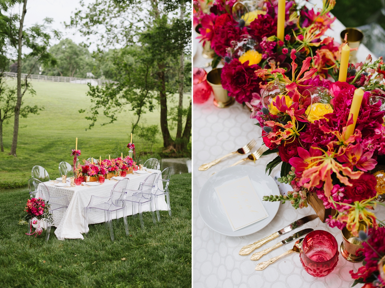 Vintage Hot Air Balloon Wedding Shoot with Magenta, Pomegranate, and Rose Red Tones