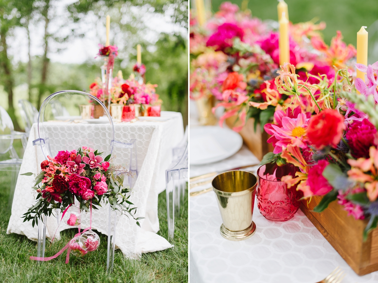 Vintage Hot Air Balloon Wedding Shoot with Magenta, Pomegranate, and Rose Red Tones