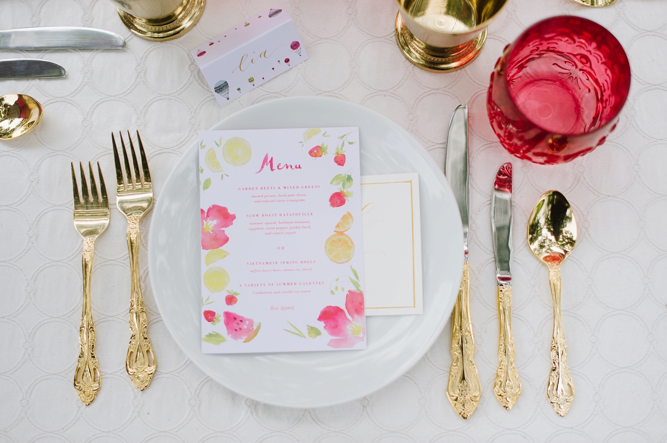 Vintage Hot Air Balloon Wedding Shoot with Magenta, Pomegranate, and Rose Red Tones