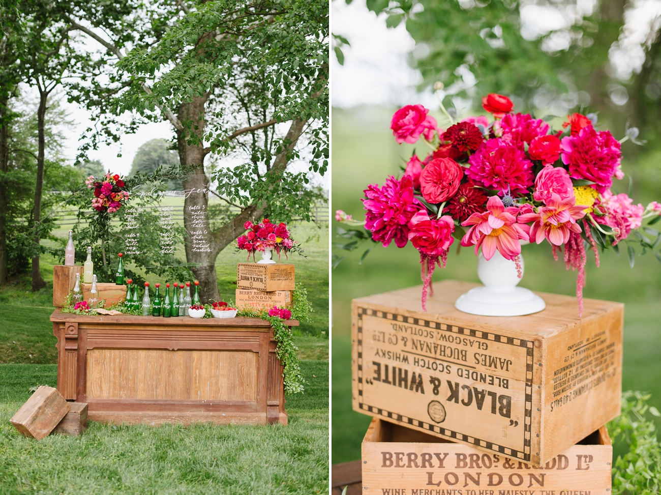 Vintage Hot Air Balloon Wedding Shoot with Magenta, Pomegranate, and Rose Red Tones