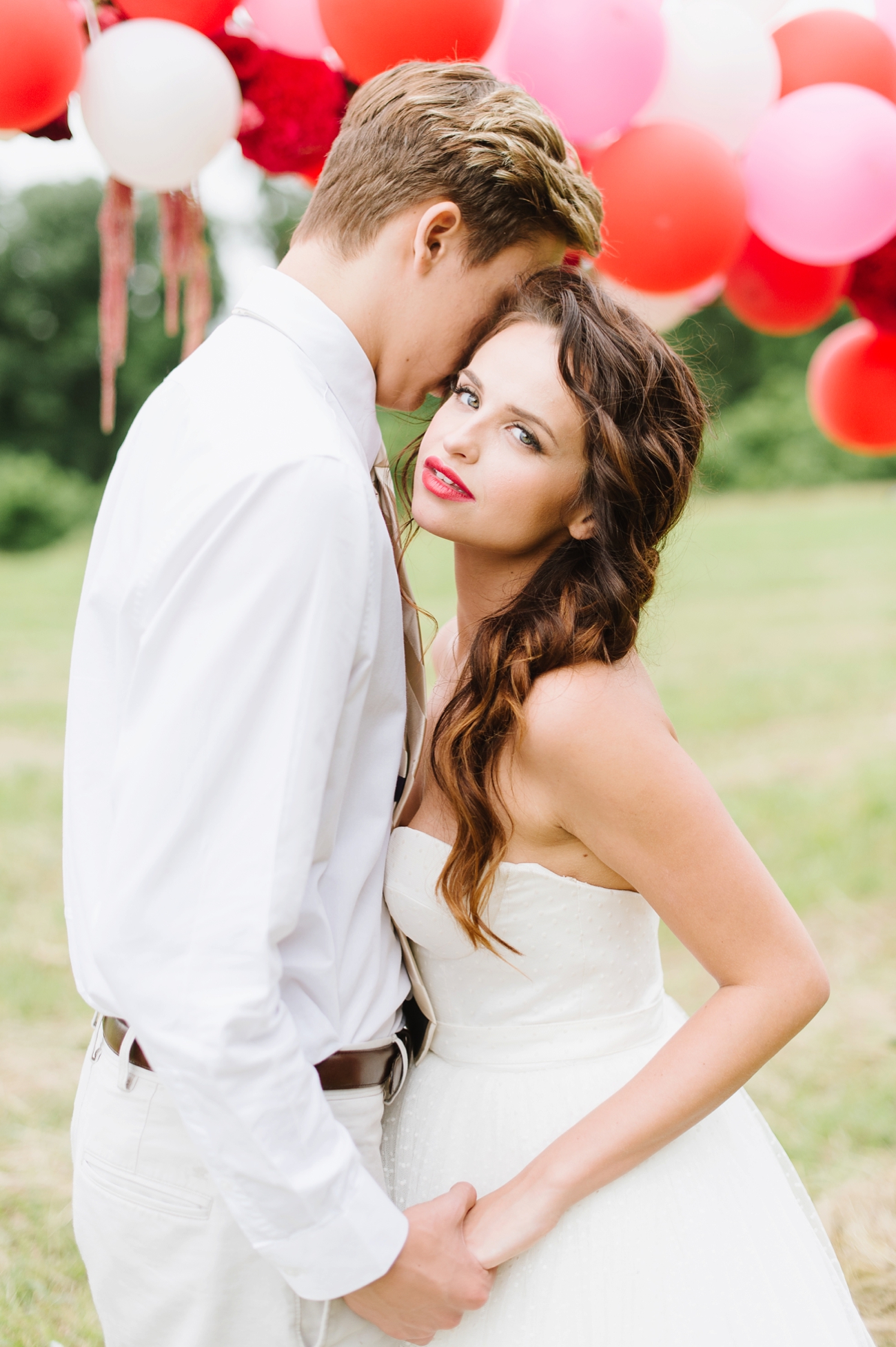 Vintage Hot Air Balloon Wedding Shoot with Magenta, Pomegranate, and Rose Red Tones