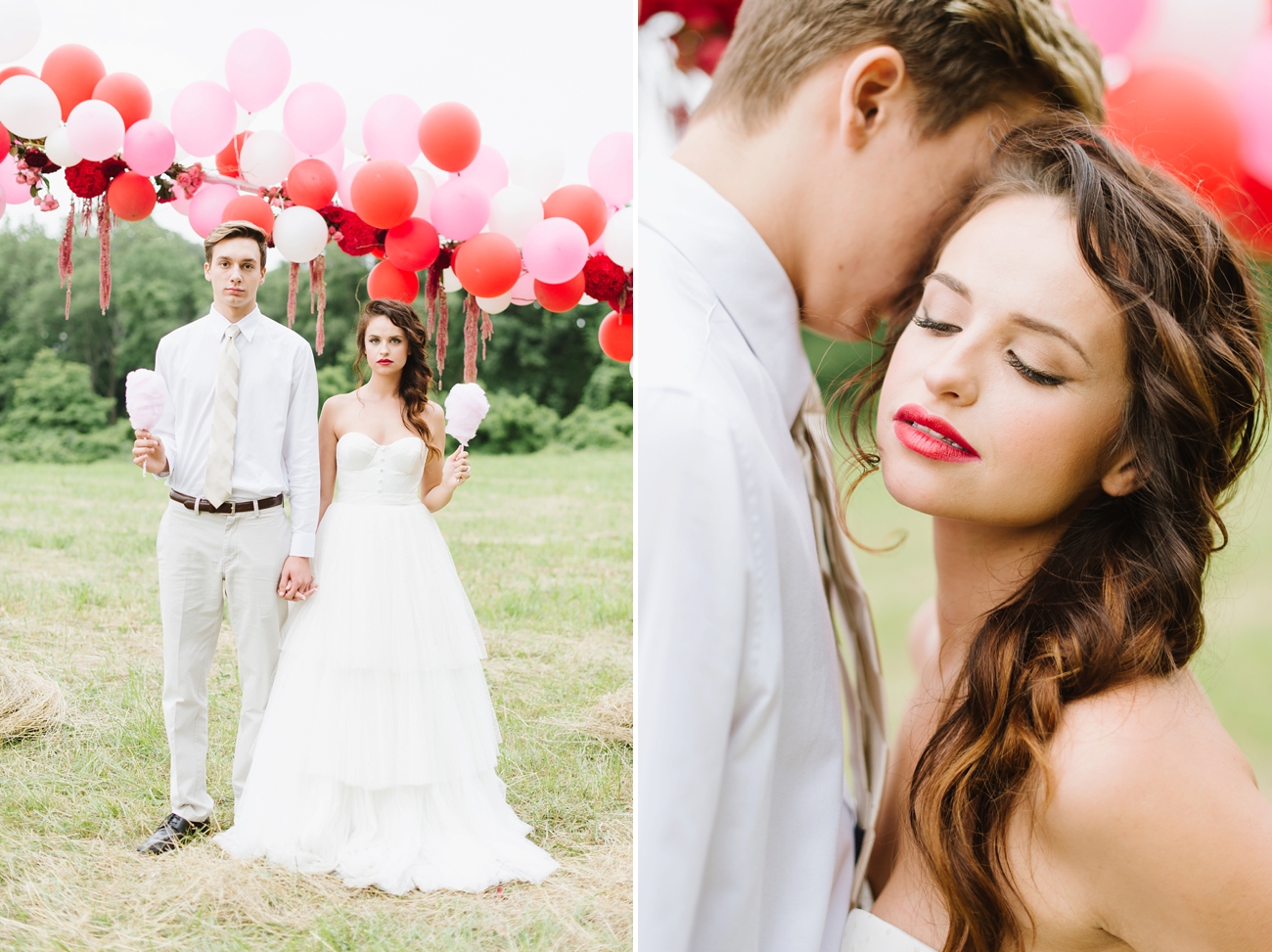 Vintage Hot Air Balloon Wedding Shoot with Magenta, Pomegranate, and Rose Red Tones