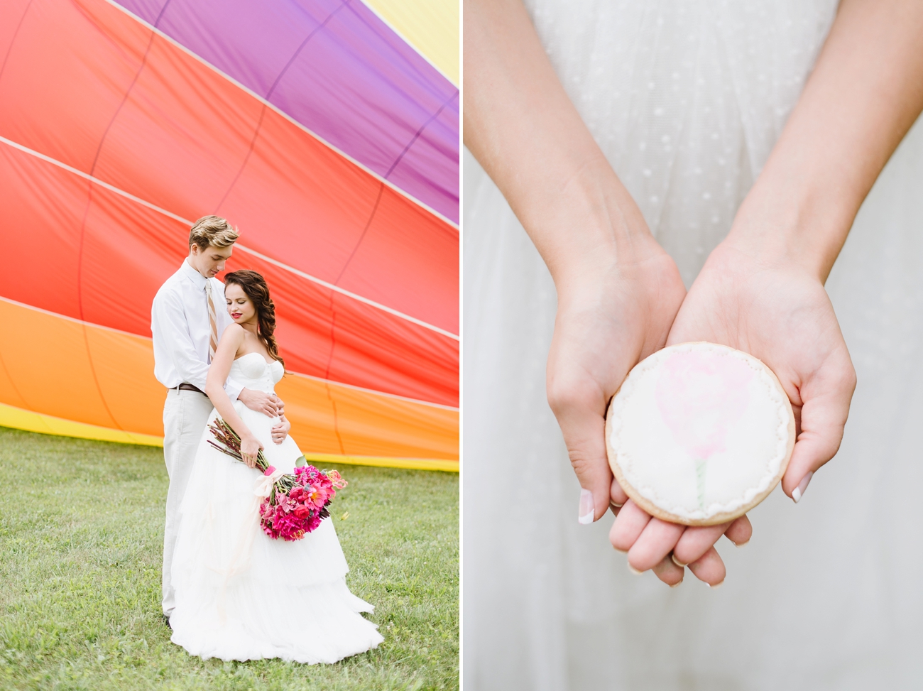 Vintage Hot Air Balloon Wedding Shoot with Magenta, Pomegranate, and Rose Red Tones