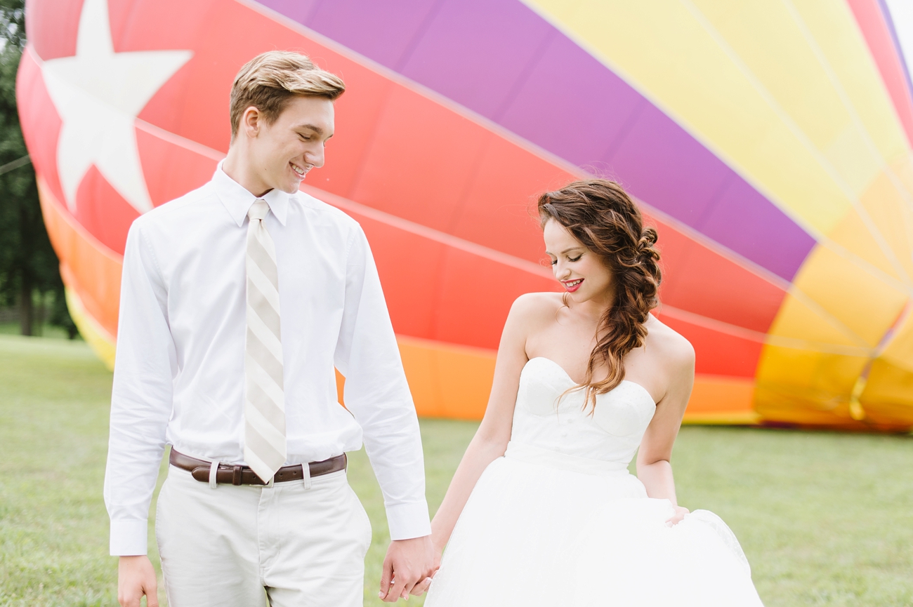 Vintage Hot Air Balloon Wedding Shoot with Magenta, Pomegranate, and Rose Red Tones