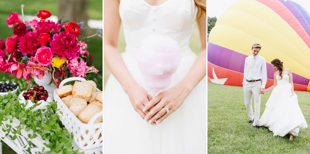 Vintage Hot Air Balloon Wedding Shoot with Magenta, Pomegranate, and Rose Red Tones