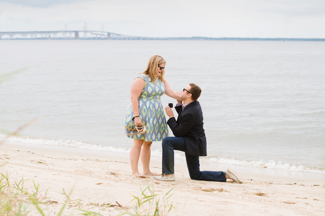 Surprise Proposal at Terrapin Beach Park on Maryland's Eastern Shore