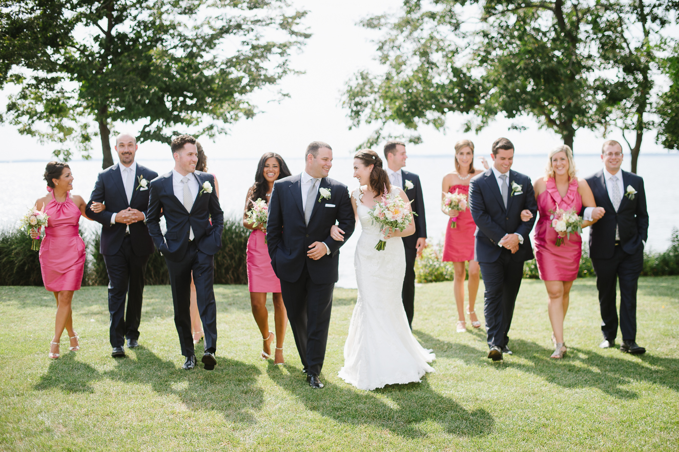 Chesapeake Bay Bridge Wedding with Pink Bridesmaids Dresses | Stevensville, Maryland