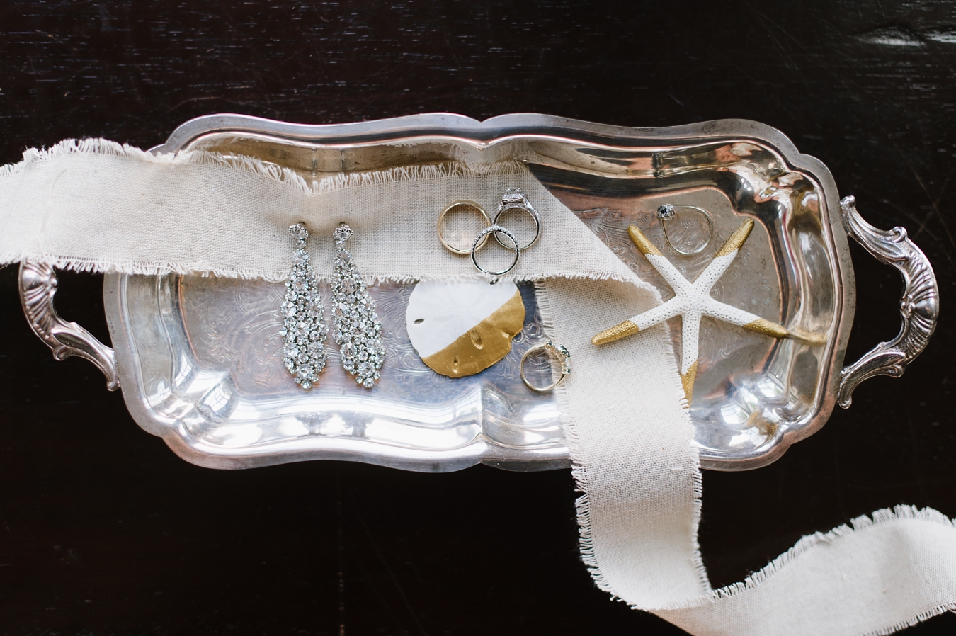 Styled Wedding Details with Gold Starfish and Sand Dollars