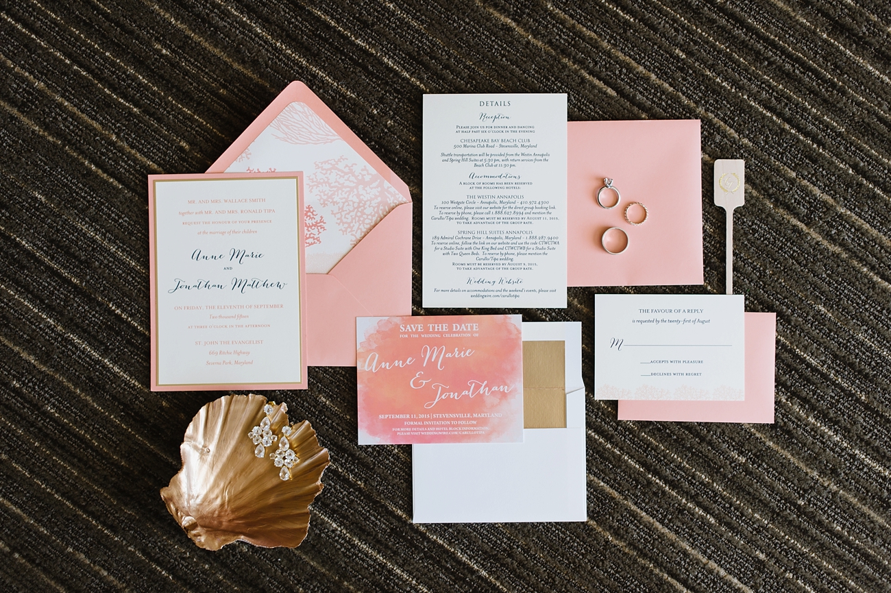 Coral Beach Wedding Invitation Suite | Natalie Franke Photography