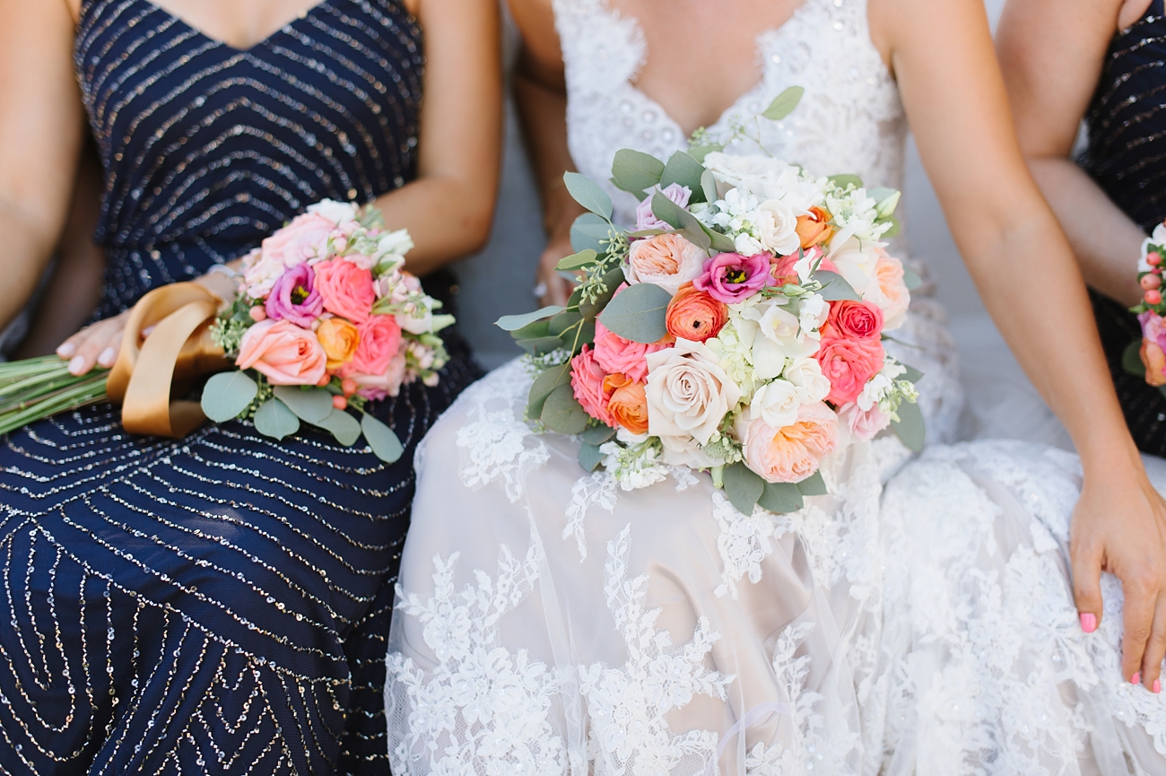 Sequin and Beaded Navy Bridesmaids Dresses by Adrianna Papell