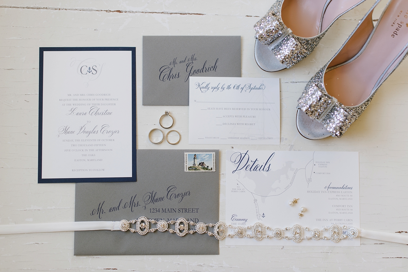 Nautical Invitation Suite with Kate Spade Glitter Heels