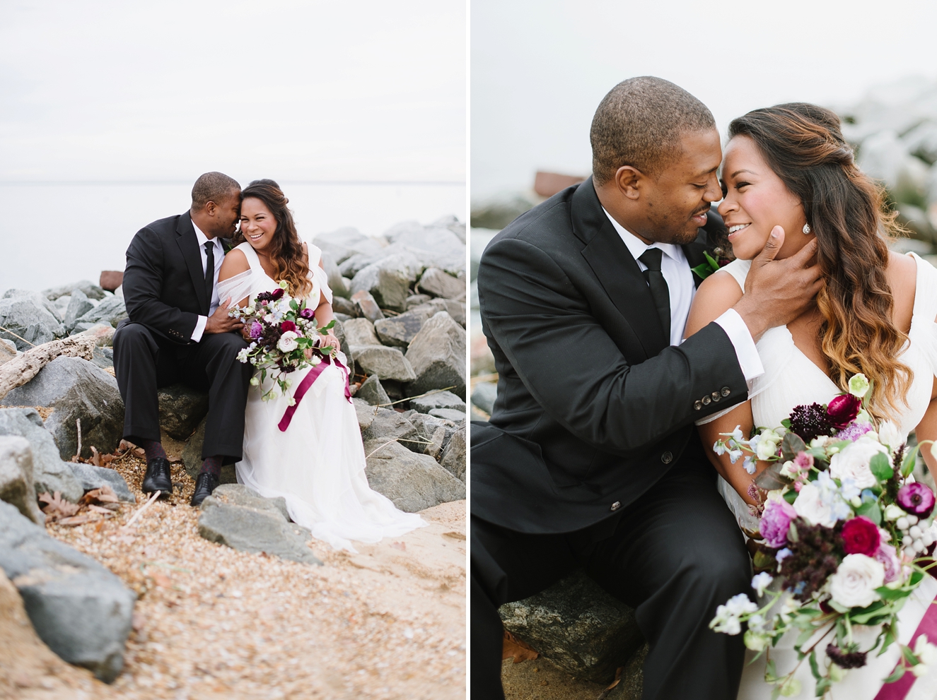 Plum and Magenta Wedding | Seaside + Beach Inspiration by Natalie Franke Photography